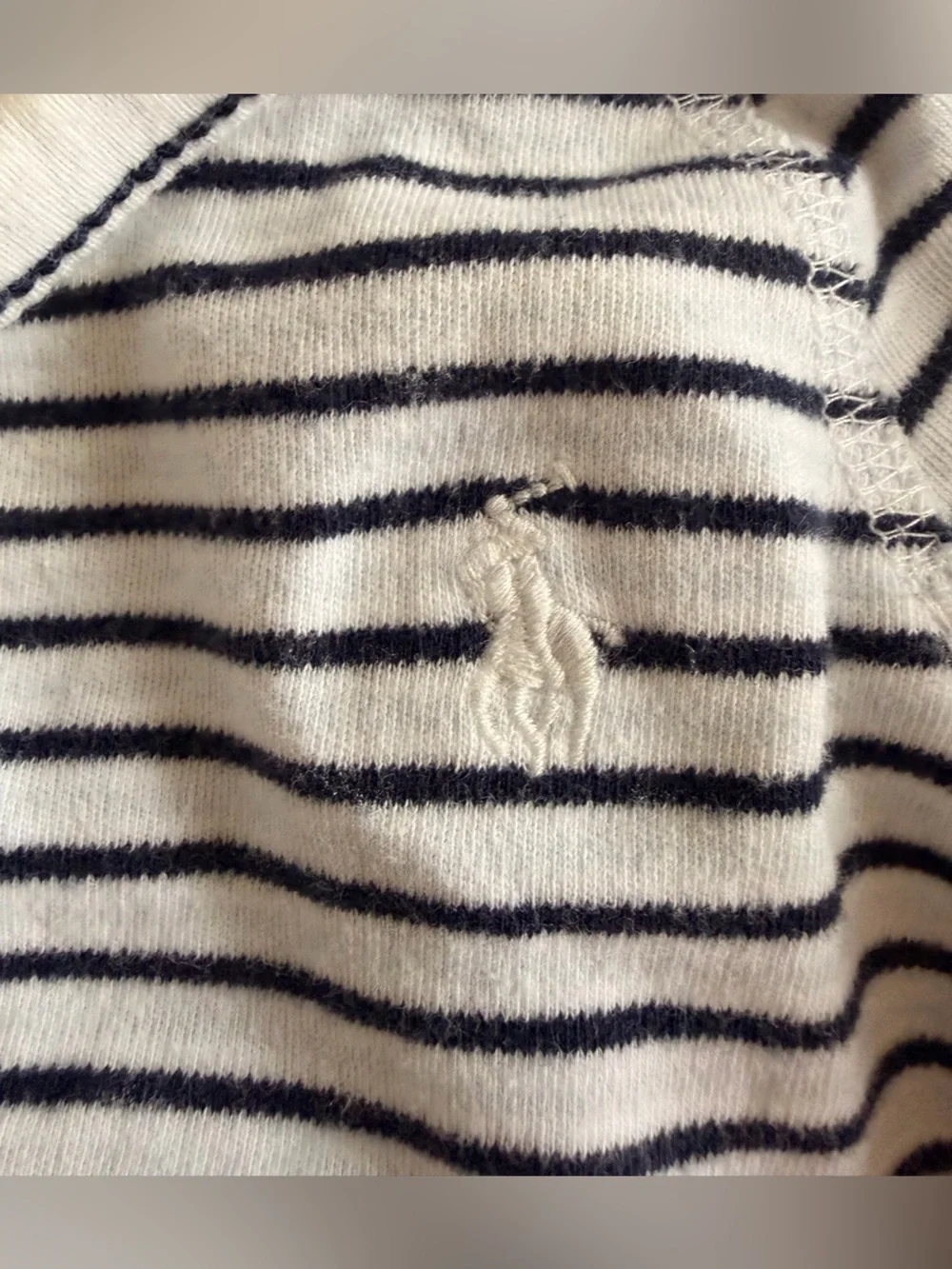 Ralph Lauren White and Black Striped Baby kimono style Footie Set 6 month